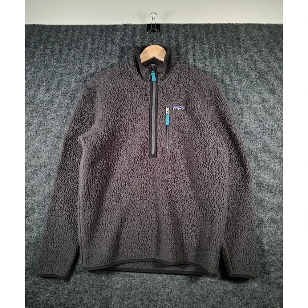 Patagonia Retro Pile 1/4 Zip Fleece Jacket Mens Medium Gray Pullover Sweater
